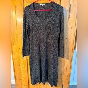 Calvin Klein Dress Fitted Bodice Black Gold Metallic Size XL Mob Wife